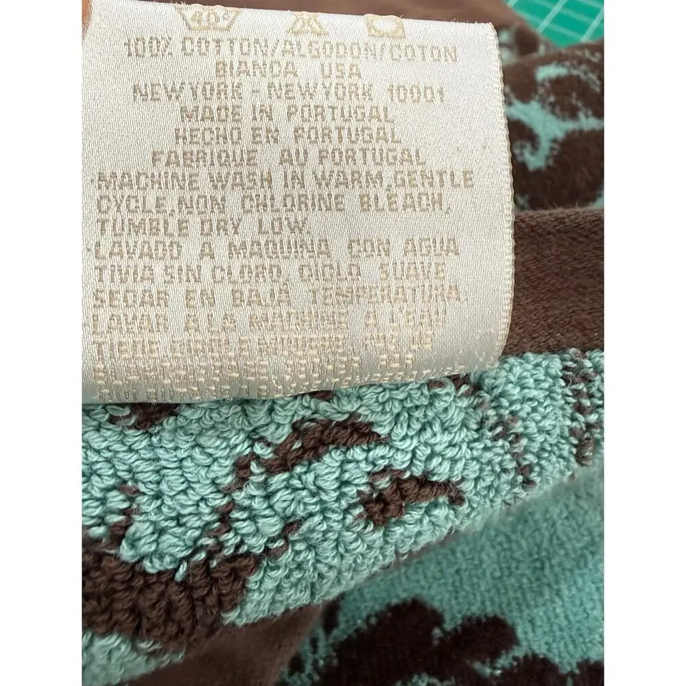 BIANCA Exclusive Portugal Damask Bath Towel 100% Cotton Blue Brown 48x27 Luxury